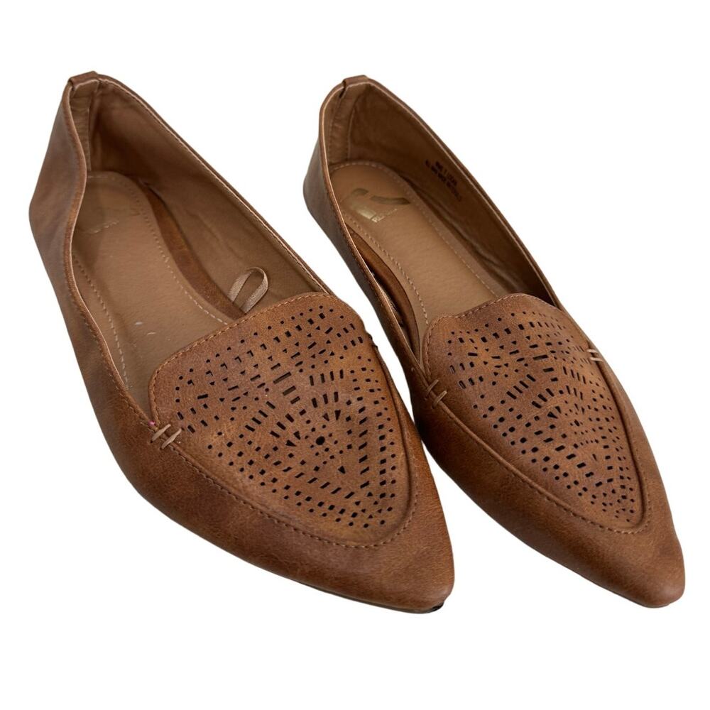 Women's Report Sienna Brown Slit Leather Ballet Logan Flats 7
